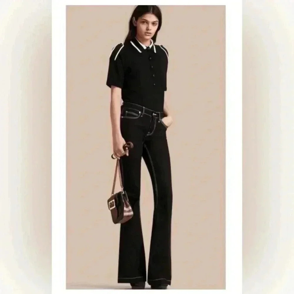 Burberry Brit NWT Black with White Stitching
Denim Flare Leg Jeans Size 25 - Picture 12 of 15